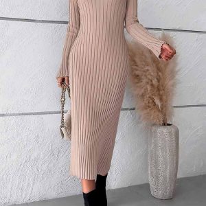 This Women's Autumn And Winter Chic Elegant Solid Color v-Neck Long Sleeve Sweater Combine The Warm And Fashion. It Is a Must-Have Item For This Winter. Sweater Dresses For Women At Global Lover Comes For Different Occasions - Daily Life