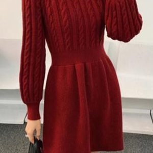 This Women's Autumn And Winter Slim Waist Slim Fit Long Sleeve Knitting Basic Dress Spring a-Line Dress Combine The Warm And Fashion. It Is a Must-Have Item For This Winter. Sweater Dresses For Women At Global Lover Comes For Different Occasions - Daily Life