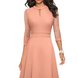 This Women's Autumn And Winter Hollow Stand Collar Dress Design Made Of High Quality Polyster And Spandex Material. It Come With Good Stretch And Wearing Comfortable. Women¡¯s Midi Dresses Is Omnipotent And Suit For All Kinds Of Occasions - Daily Wear