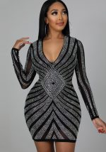 This Women's Beaded Long Sleeve Sexy Evening Dress Design Made Of High Quality Polyster And Spandex Material