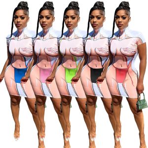 This Women's Bikini Style Positioning Print Sexy Bodycon Dress Design Made Of High Quality Polyster And Spandex Material. It Is Stretchy