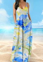 This Women's Bohemian Strap Dress Digital Print Holidays Sexy Maxi Dress Design Made Of High Quality Polyster And Spandex Material