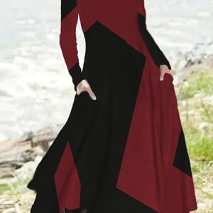 This Women's Casual Ethnic Style Retro Style Fashion Autumn And Winter Long Sleeve Oversized Swing Dress Design Made Of High Quality Polyster And Spandex Material