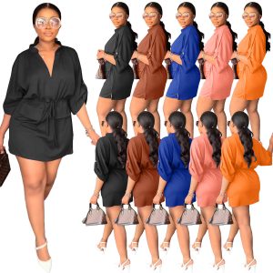 This Women's Casual Fashion Stand Collar Slit Solid Plain Dress Design Made Of High Quality Polyster And Spandex Material. It Is Stretchy