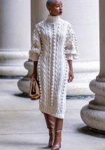 This Women's Casual High Neck Slit Knitting Long Sweater Dress Combine The Warm And Fashion. It Is a Must-Have Item For This Winter. Sweater Dresses For Women At Global Lover Comes For Different Occasions - Daily Life