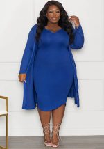 This Women's Casual Long Sleeve Coat Plus Size Sleeveless Dress Two-Piece Set Made Of Soft And Elastic Fabric. Global Lover Wholesale Plus Size Dresses And Hope Curvy Ladies Find Here a Warm And Exciting Place To Shop Affordable Curvy Dresses Online - Plus Size Casual