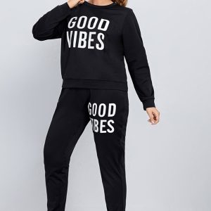 This Women's Casual Sports Letter Print Long Sleeve Sweater Pants Set Design And Made Of Comfortable And Elastic Fabric. Wholesale Plus Size Two Piece Sets Is a Must-Have Item For Curvy Ladies. Two Piece Sets Can Either Be Worn Together Or Individually