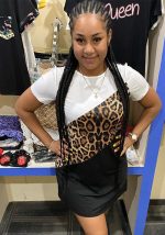 This Womens Casual Style Leopard Color Block Patchwork Dress Design Made Of High Quality Polyster And Spandex Material. It Is Stretchy