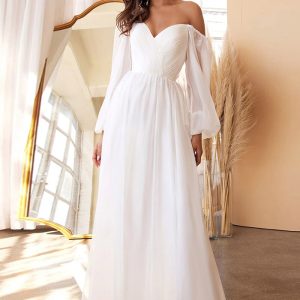 This Women's Chiffon Long Sleeve Swing Dress Pressed Pleated Slim Fit Off Shoulder Formal Party Dress Design Made Of High Quality Polyster And Spandex Material