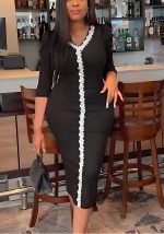 This Women's Clothing Plus Size Fashion Chic Sexy v Neck Bodycon Dress Made Of Soft And Elastic Fabric. Global Lover Wholesale Plus Size Dresses And Hope Curvy Ladies Find Here a Warm And Exciting Place To Shop Affordable Curvy Dresses Online - Plus Size Casual