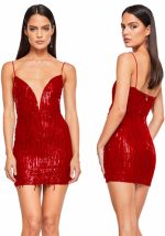 This Women's Deep v Sleeveless Sequined Bodycon Dress Design Made Of Good Quality Polyster And Spandex Material