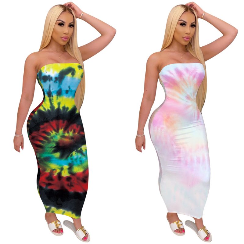 Este vestido de las mujeres sin tirantes elástico Tie Dye Imprimir Nightclub diseño hecho de poliéster de alta calidad y material de spandex. Vestidos de impresión es más interesante y con estilo. Maxi vestidos de impresión es uno de los elementos populares para las vocaciones isleñas. Vestidos de las mujeres de impresión en Global Lover viene con Forever Floral