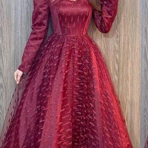 This Womens Elegant Lace Round Neck Long Sleeve Dress Design Made Of Good Quality Polyster And Spandex Material