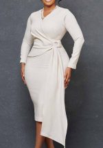 This Women's Fall Fashion Plus Size v Neck Long Sleeve Chic Pencil Dress Design Made Of High Quality Polyster And Spandex Material. It Come With Good Stretch And Wearing Comfortable. Women¡¯s Midi Dresses Is Omnipotent And Suit For All Kinds Of Occasions - Daily Wear