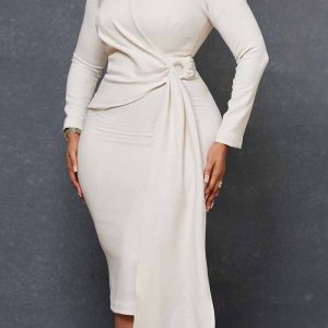 This Women's Fall Fashion Plus Size v Neck Long Sleeve Chic Pencil Dress Design Made Of High Quality Polyster And Spandex Material. It Come With Good Stretch And Wearing Comfortable. Women¡¯s Midi Dresses Is Omnipotent And Suit For All Kinds Of Occasions - Daily Wear