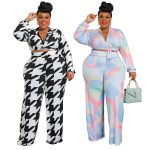 This Women's Fall Fashion Print Lace-Up Shirt Collar Trousers Street Casual Outfit Design And Made Of Comfortable And Elastic Fabric. Wholesale Plus Size Two Piece Sets Is a Must-Have Item For Curvy Ladies. Two Piece Sets Can Either Be Worn Together Or Individually