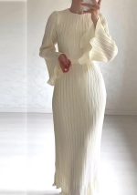 This Women's Fall Maxi Dress Chic Pleated Bell Bottom Sleeve Midi Dress Design Made Of High Quality Polyster And Spandex Material. It Come With Good Stretch And Wearing Comfortable. Women¡¯s Midi Dresses Is Omnipotent And Suit For All Kinds Of Occasions - Daily Wear