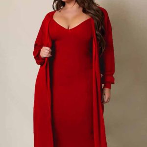 This Women's Fall Ribbed v-Neck Long Sleeve Solid Casual Two Piece Dress Suit Design Made Of High Quality Polyster And Spandex Material