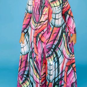 This Women's Fall Tie Dye Print Long Sleeve Loose Plus Size Dress Made Of Soft And Elastic Fabric. Global Lover Wholesale Plus Size Dresses And Hope Curvy Ladies Find Here a Warm And Exciting Place To Shop Affordable Curvy Dresses Online - Plus Size Casual