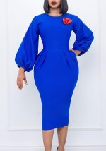 This Women's Fall Winter Solid Color Bodycon Pro Ol Chic Plus Size African Dress Design Made Of High End Polyster And Spandex Material