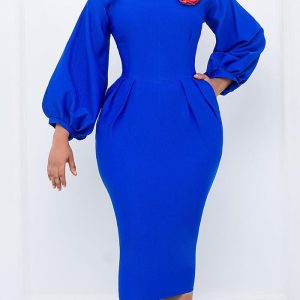 This Women's Fall Winter Solid Color Bodycon Pro Ol Chic Plus Size African Dress Design Made Of High End Polyster And Spandex Material