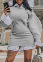 This Women's Fall Winter Women's Cut Out Balloon Sleeves Sexy Hoodies Plus Size Dress Made Of Soft And Elastic Fabric. Global Lover Wholesale Plus Size Dresses And Hope Curvy Ladies Find Here a Warm And Exciting Place To Shop Affordable Curvy Dresses Online - Plus Size Casual