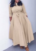 This Women's Fall/Winter Fashion Chic Solid African Plus Size Midi Dress Design Made Of High Quality Polyster And Spandex Material. It Come With Good Stretch And Wearing Comfortable. Women¡¯s Midi Dresses Is Omnipotent And Suit For All Kinds Of Occasions - Daily Wear