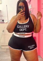 This Women's Fashion Casual Sexy Letter Print Two-Piece Set Design And Made Of Comfortable And Elastic Fabric. Wholesale Plus Size Two Piece Sets Is a Must-Have Item For Curvy Ladies. Two Piece Sets Can Either Be Worn Together Or Individually