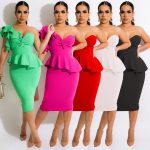 This Women's Fashion Casual Sexy One Shoulder Gown Dress Ruffle Slit Slim Dress Design Made Of High Quality Polyster And Spandex Material. It Come With Good Stretch And Wearing Comfortable And Feeling Freedom. The Tight And Fitted Dress Is The Most Popular Options From Party Girls. Shop Bodycon Dresses At Global Lover And Find Amazing Designs Sequins