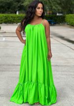 This Women's Fashion Casual Solid Color Loose Maxi Dress Design Made Of High Quality Polyster And Spandex Material