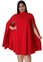 This Women's Fashion Casual Versatile Loose Solid Color Plus Size Pleated Dress Made Of Soft And Elastic Fabric. Global Lover Wholesale Plus Size Dresses And Hope Curvy Ladies Find Here a Warm And Exciting Place To Shop Affordable Curvy Dresses Online - Plus Size Casual