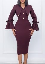 This Women's Fashion Chic Career Long Sleeve African Dress Design Made Of High End Polyster And Spandex Material