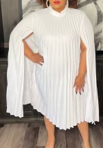 This Women's Fashion Chic Elegant Cape Sleeve Loose Pleated Plus Size African Dress Design Made Of High Quality Polyster And Spandex Material. It Is Stretchy