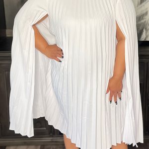 This Women's Fashion Chic Elegant Cape Sleeve Loose Pleated Plus Size African Dress Design Made Of High Quality Polyster And Spandex Material. It Is Stretchy