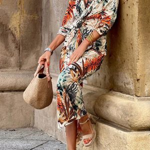 This Women's Fashion Chic Half-Sleeve Print Midi Dress Design Made Of High Quality Polyster And Spandex Material. It Come With Good Stretch And Wearing Comfortable. Women¡¯s Midi Dresses Is Omnipotent And Suit For All Kinds Of Occasions - Daily Wear