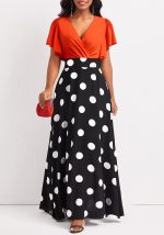 This Women's Fashion Elegant Dress Polka Dot Print Mid Length v Neck Sexy Dress Design Made Of High Quality Polyster And Spandex Material