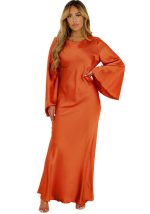 This Women's Fashion Elegant Solid Color Satin Long Dress Design Made Of High Quality Polyster And Spandex Material