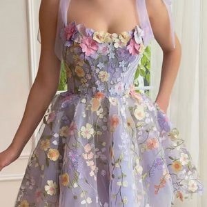 This Women's Fashion Flower Embroidery Sexy Strap Bodycon Dress Design Made Of High Quality Polyster And Spandex Material. It Is Stretchy