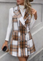 This Women's Fashion Plaid Long Vest Turndown Collar Sleeveless Blazer Design Made Of High Quality Polyster And Spandex Material. It Is Stretchy