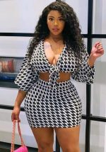 This Women's Fashion Printed Sexy Tied Long Sleeve Top Mini Skirt Casual Two Piece Set Design And Made Of Comfortable And Elastic Fabric. Wholesale Plus Size Two Piece Sets Is a Must-Have Item For Curvy Ladies. Two Piece Sets Can Either Be Worn Together Or Individually