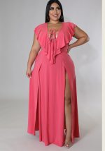 This Women's Fashion Solid Ruffle Plus Size Dress Made Of Soft And Elastic Fabric. Global Lover Wholesale Plus Size Dresses And Hope Curvy Ladies Find Here a Warm And Exciting Place To Shop Affordable Curvy Dresses Online - Plus Size Casual