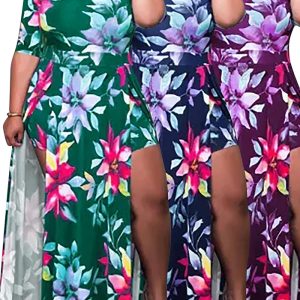 This Women's Flowers Off Shoulder Fashion Plus Size Dress Made Of Soft And Elastic Fabric. Global Lover Wholesale Plus Size Dresses And Hope Curvy Ladies Find Here a Warm And Exciting Place To Shop Affordable Curvy Dresses Online - Plus Size Casual