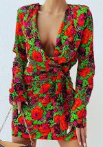 This Women's Full Floral Long Sleeve Deep v Lace-Up Dress Design Made Of High Quality Polyster And Spandex Material. Print Dresses Is More Interesting And Stylish. Print Maxi Dresses Is One Of The Popular Item For Islander Vocations. Women¡¯s Print Dresses At Global Lover Comes With Forever Floral