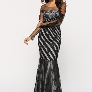 This Women's Lacemesh Slim Prom Long Evening Dress Design Made Of Good Quality Polyster And Spandex Material