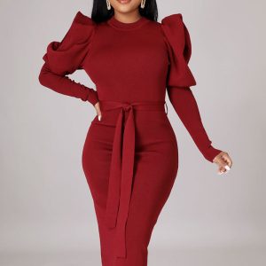 This Women's Long Sleeve Dress Autumn Chic Slim Dress Design Made Of High Quality Polyster And Spandex Material. It Come With Good Stretch And Wearing Comfortable. Women¡¯s Midi Dresses Is Omnipotent And Suit For All Kinds Of Occasions - Daily Wear