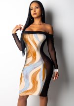 This Women's Off Shoulder Mesh Patchwork Long Sleeve Printed Club Dress Design Made Of High Quality Polyster And Spandex Material. It Come With Good Stretch And Wearing Comfortable And Feeling Freedom. The Tight And Fitted Dress Is The Most Popular Options From Party Girls. Shop Bodycon Dresses At Global Lover And Find Amazing Designs Sequins