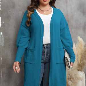 This Women's Outerwear Plus Size Women's Oversized Woven Sweater Two Pocket Balloon Sleeve Sweater Cardigan Made Of Comfortable And Soft Fabric. It Is a Must-Have Item For Curvy Ladies In Autumn And Winter. Global Lover Offer All Kinds Of Women¡¯s Plus Size Coat And Hope Curvy Ladies Find Here a Warm And Exciting Place To Shop - Wholesale Plus Size Jackets