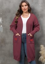 This Women's Outerwear Plus Size Women's Sweater Heart Print Two Pocket Balloon Sleeve Sweater Cardigan Made Of Comfortable And Soft Fabric. It Is a Must-Have Item For Curvy Ladies In Autumn And Winter. Global Lover Offer All Kinds Of Women¡¯s Plus Size Coat And Hope Curvy Ladies Find Here a Warm And Exciting Place To Shop - Wholesale Plus Size Jackets