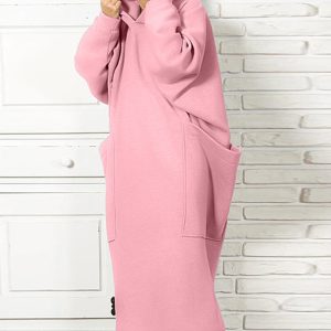 This Women's Oversize Long Hoodies Fall/Winter Pocket Plus Size Hoodies Dress Design Made Of High Quality Polyster And Spandex Material