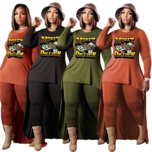 This Women's Plus Size Fashion Casual Print Shirt And Pants Set Design And Made Of Comfortable And Elastic Fabric. Wholesale Plus Size Two Piece Sets Is a Must-Have Item For Curvy Ladies. Two Piece Sets Can Either Be Worn Together Or Individually